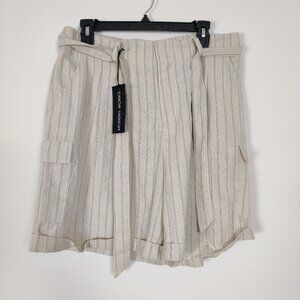 NEW Modern Works Women's Cargo Shorts Size L Striped Beige Resortwear Summer